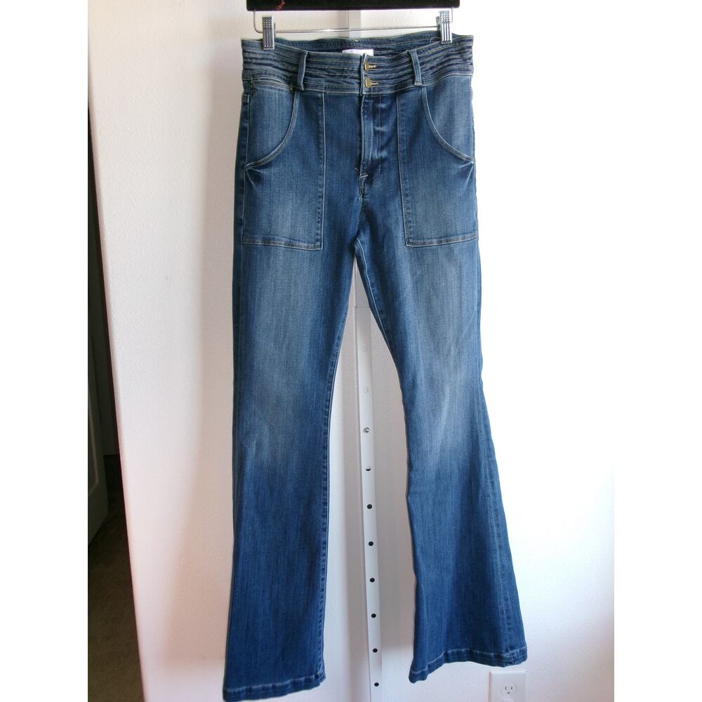 FRAME Le High Flare Jeans Womens 31 Blue Stretch Denim Wide Leg